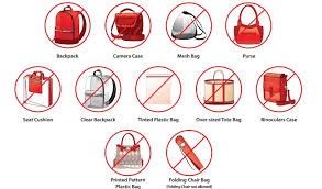 No Bags Allowed. We will have shopping bags for customers.

