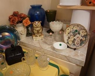 Andrea Owl, vases, Carnival glass,  milk glass and more