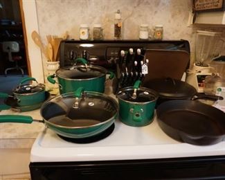 Rachel Ray pots and pans, Wagner Cast Iron