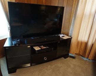tv with sound bar, tv cabinet