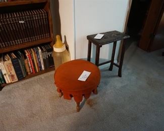 foot stool, carved wood side table
