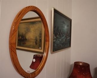 oak oval mirror
