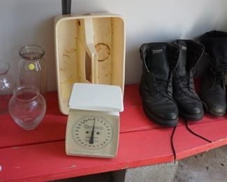 scales,  boots, vases