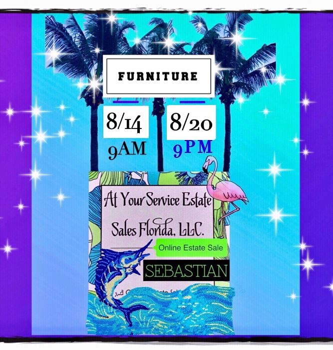 Online FURNITURE ONLY Estate Sale in Sebastian, Florida
Beginning 8/14 @ 9AM
Ending 8/20 @ 9PM