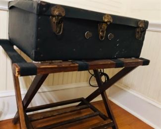 Vintage luggage and luggage stand
