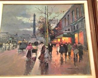Framed art - Parisian scene by Edouard Léon Cortès 