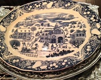 Winter scene - blue & white plate