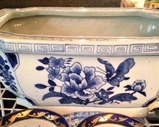 Blue & white planter