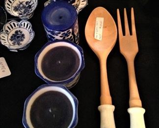 Salts; candles; serving set