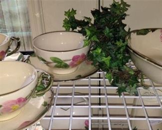 Coffee cups; divided vegetable dish