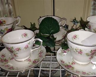 "June Bouquet" cups & saucers  -  Duchess fine bone china made in England