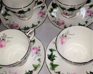 A different pattern of Duchess English china cups & saucers