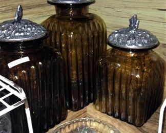 3-piece amber canister set