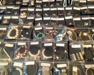 Large selection of bracelets and earrings