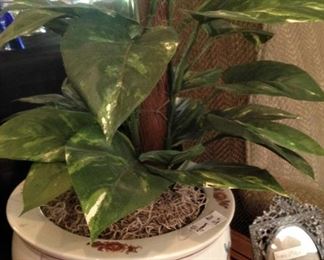 Colorful planter and artificial ivy