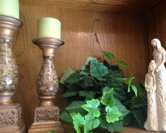Decorative candle holders; mother & child statue