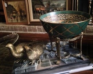 Brass birds and other decor