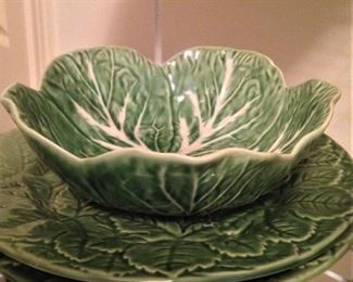 Green plates; cabbage bowl