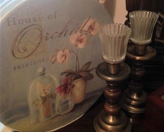 Decorative box; candle holders