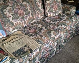 Sofa; old newspapers