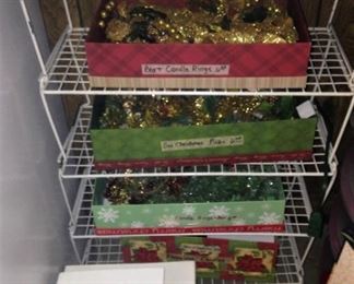 Boxes of ribbon and ornaments