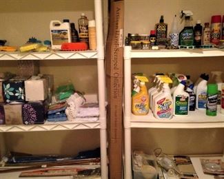 Stack-able shelving; cleaning products