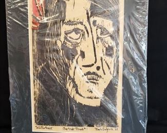 Unframed MCM Expressionist Self-Portrait Linocut, 18" w x 25.5" h - $50
***Please note: California sales tax will be charged on all purchases unless you have a valid California resale certificate on file with us.***