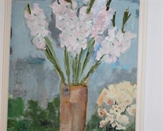 Gladiola Oil Painting on Board 24 1/2 " W x 32" T $85***Please note: California sales tax will be charged on all purchases unless you have a valid California resale certificate on file with us.*** 