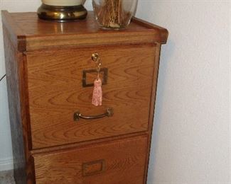WOOD FILE CABINET WITH KEY