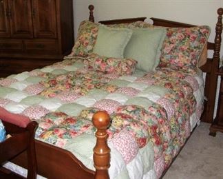 THOMASVILLE BED WITH BEDDING  WE HAVE THE MATCHING TALL CHEST, DRESSER & 1 NIGHT STAND - SEE NEXT 3 PHOTOS