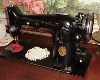 SINGER SEWING MACHINE,  MODEL 201-2 WITH CABINET "THE CADILLAC" OF SEWING MACHINES. COMES WITH SEVERAL BOXED ATTACHMENTS (ORIGINAL)