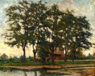 attributed Camille Pissarro French Landscape