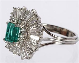 Emerald Diamond Ballerina Ring