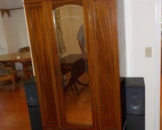 Mirror-Front Antique Armoire