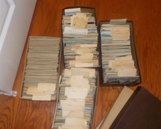 Over 1,000 vintage postcards. Arranged in genres, by states, categories, etc.  