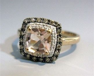 12. Estate Pink Morganite Diamond Rose Gold Ring