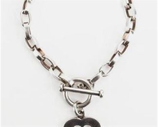 20. Vintage Sterling Silver Link Bracelet with Heart Pendant