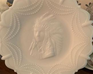 Indian Chief Milk Glass Plate