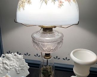 Vintage pressed glass oil lamp