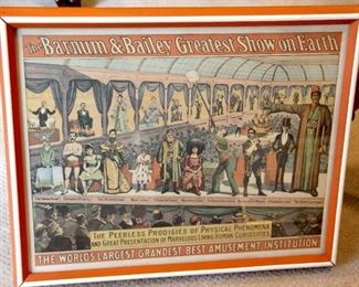 50 Barnum and Bailey Greatest Show on Earth, The Peerless Prodigies of Physical Phenomena 18 "x 15" framed -$50

