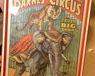 Al G. Barnes Wild animal Circus Poster elephant and tiger 20x 14 framed    - Circa 1970- $50