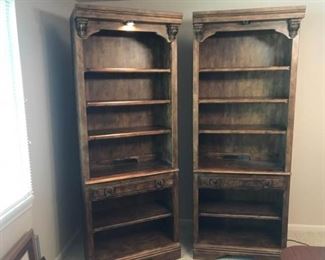 2 Solid Wood Five Shelf Bookcases