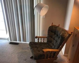 Glider Rocker and Lamp