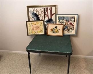 Vintage Card Table with Cross stitch