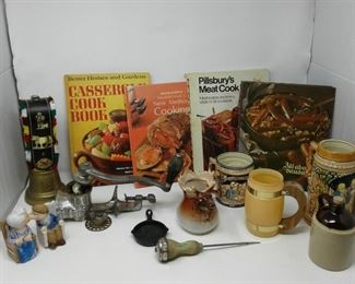 Vintage Meat Grinder and Cookbooks
