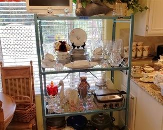 Kitchen Flat screen/DVD player,Vintage China, Crystal, more great pots and pans, etc....