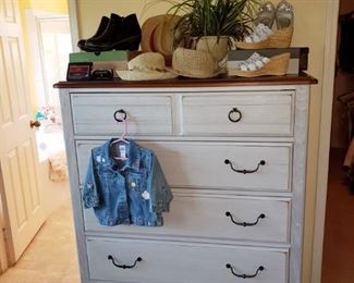 Basset highboy Dresser, "Brand new and like new" Shoes and Hats $5 each, Boots $50, women's Baseball Caps $4-5 each