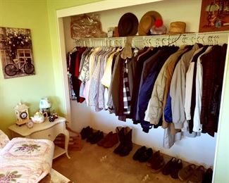 High-end Men's Clothes $5 each / Jackets $10 each, (London Fog Trench $40) Shoes and Hats $5 each, baseball caps $4 each ,Cowboy Boots $50