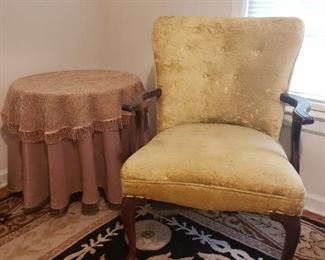 Upholstered Chair & Round Table