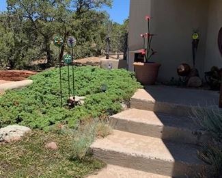 Dave Sabo glass and metal garden ornaments